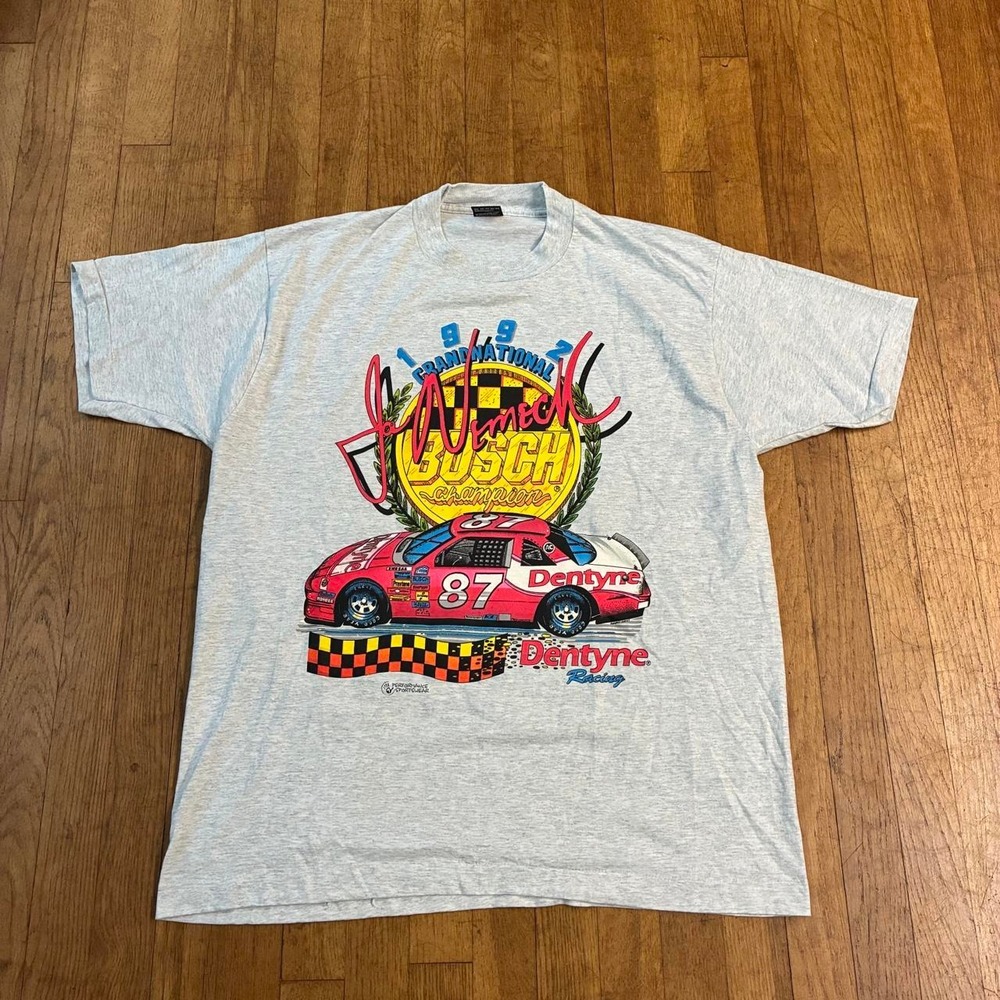 Vintage 1992 Joe Nemechek NASCAR Busch Series Racing T-Shirt XL Single Stitch